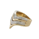 Vintage 1970s 14KT Yellow Gold Diamond Chevron “V” Ring