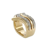 Vintage 1970s 14KT Yellow Gold Diamond Chevron “V” Ring