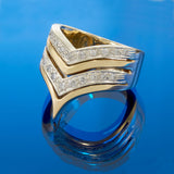 Vintage 1970s 14KT Yellow Gold Diamond Chevron “V” Ring