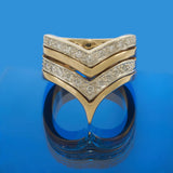 Vintage 1970s 14KT Yellow Gold Diamond Chevron “V” Ring