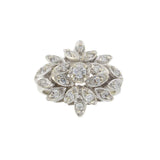Vintage Retro Era 14KT White Gold Diamond Flower Cluster Ring