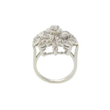 Vintage Retro Era 14KT White Gold Diamond Flower Cluster Ring