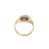 Vintage Garnet & Diamond Ring in 14K Yellow Gold