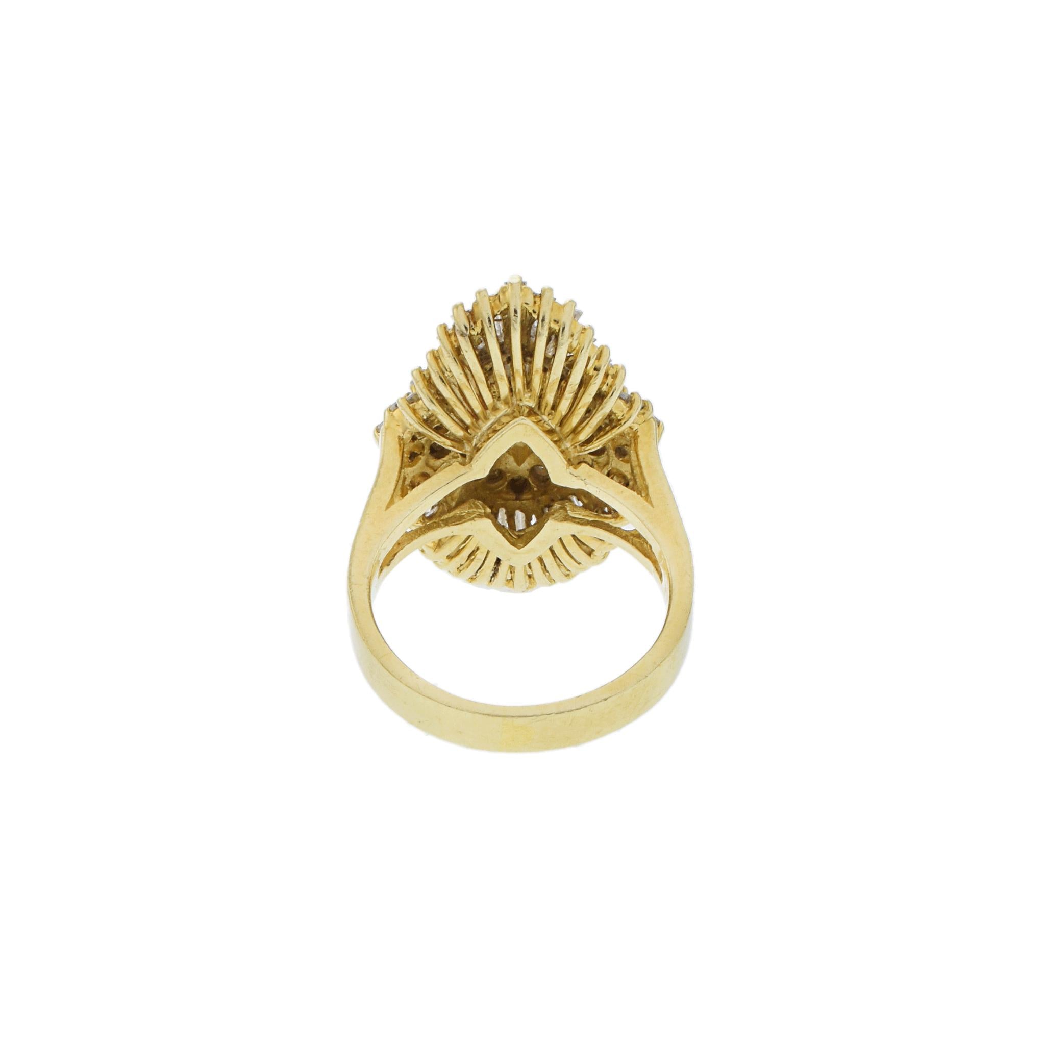 VINTAGE RETRO ERA 14KT YELLOW GOLD DIAMOND COCKTAIL RING