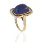 Vintage Retro Lapis Lazuli and Diamond Cocktail Ring in 14KT Yellow Gold