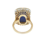 Vintage Retro Lapis Lazuli and Diamond Cocktail Ring in 14KT Yellow Gold