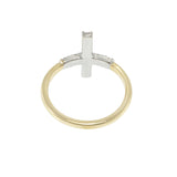 14KT Two Tone Gold Diamond Cross Ring