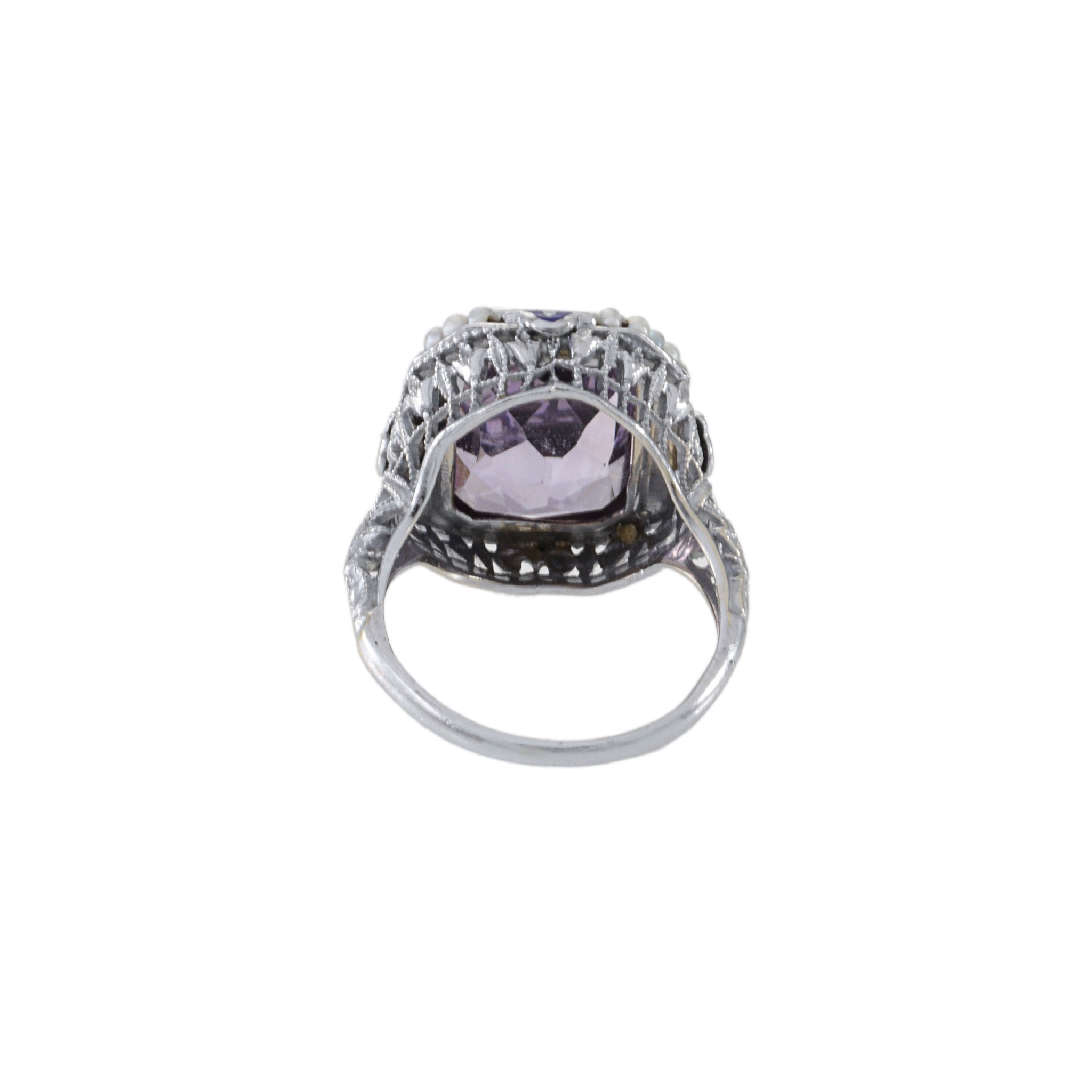 Vintage Art Deco Period 10KT Amethyst and Pearl Ring