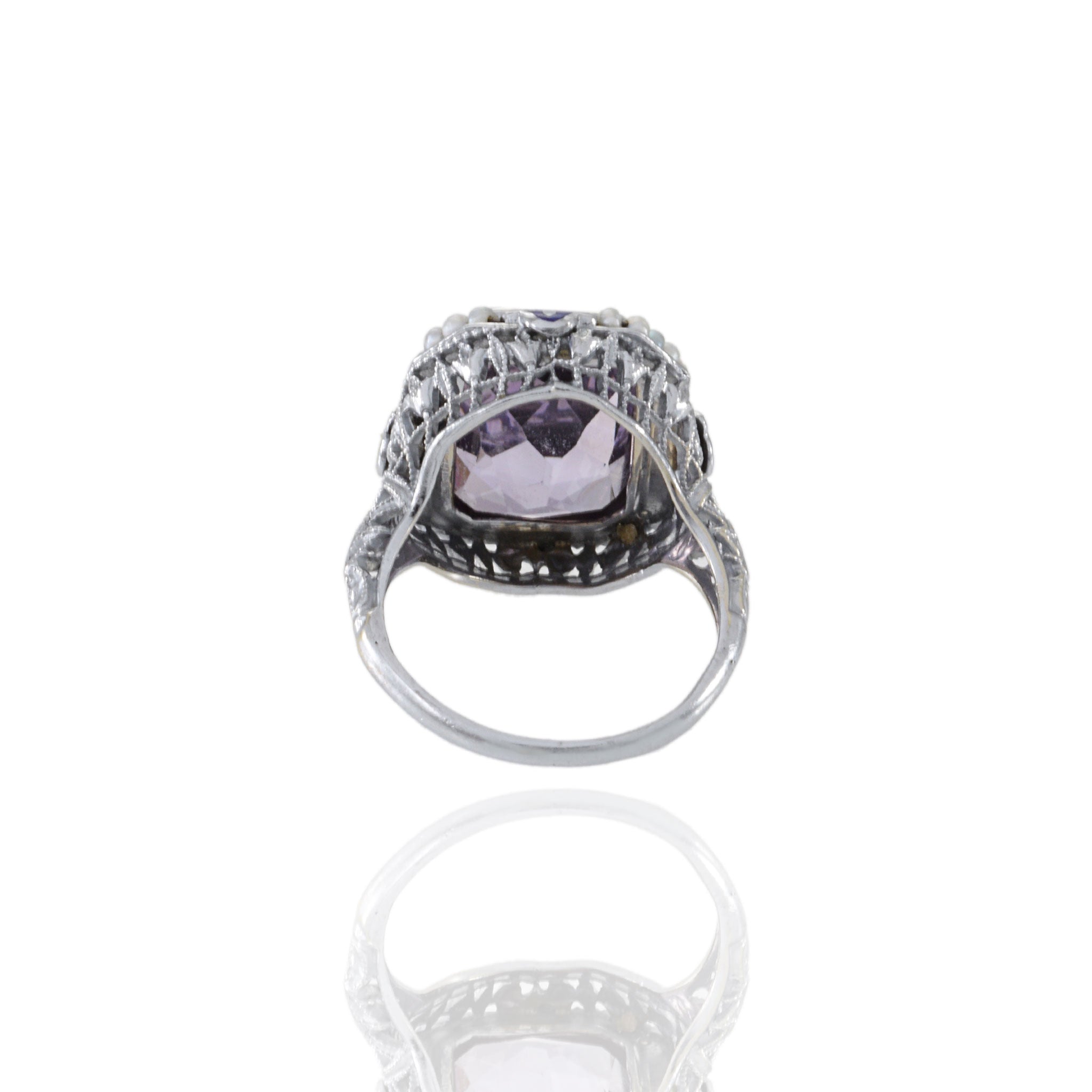 Vintage Art Deco Period 10KT Amethyst and Pearl Ring