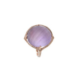 Estate Effy 14KT Rose Gold Faceted Cabochon Purple Amethyst and Diamond Cocktail Ring