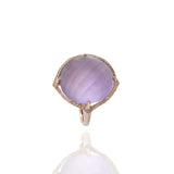 Estate Effy 14KT Rose Gold Faceted Cabochon Purple Amethyst and Diamond Cocktail Ring