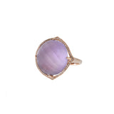 Estate Effy 14KT Rose Gold Faceted Cabochon Purple Amethyst and Diamond Cocktail Ring