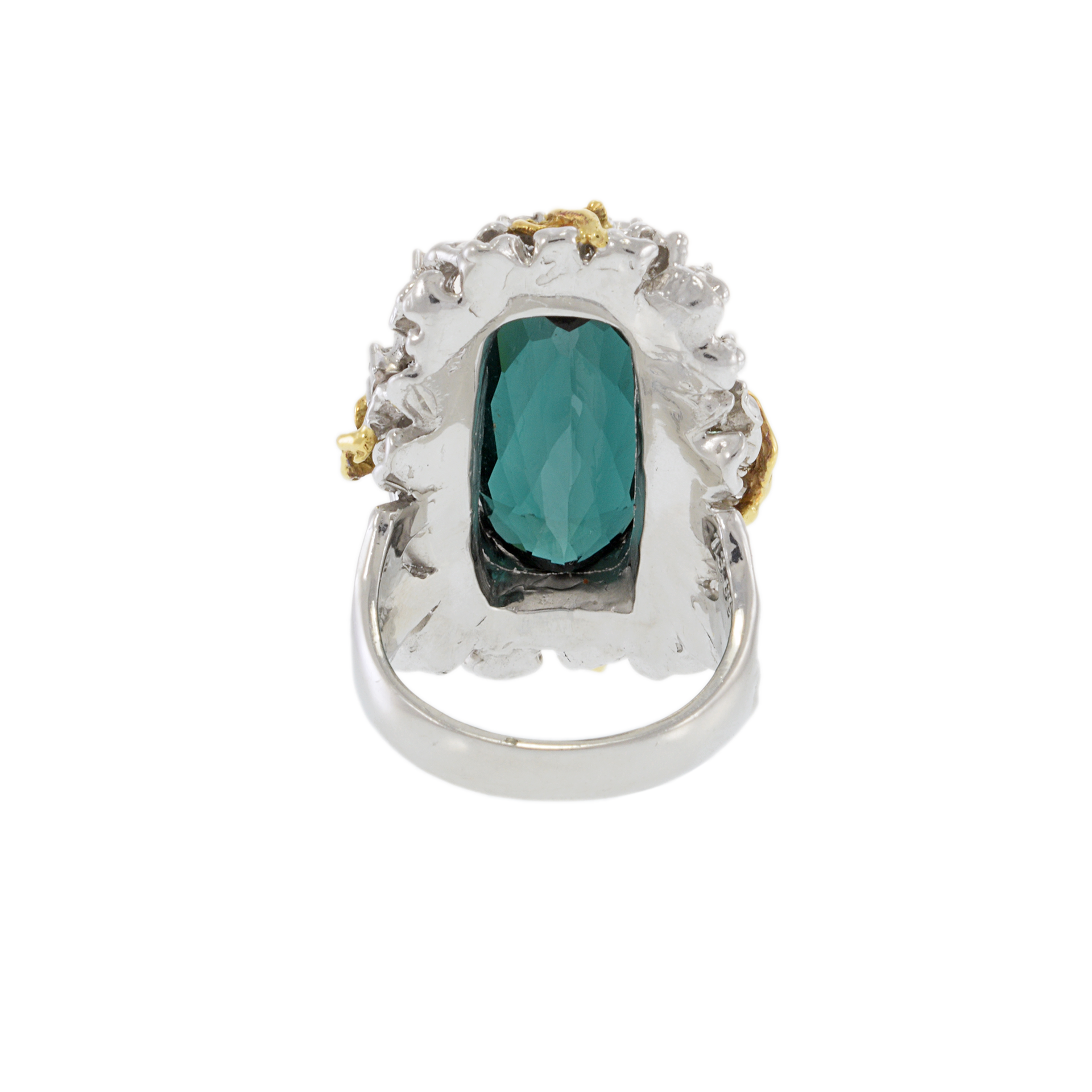 Vintage Retro Era Indicolite Tourmaline and Diamond Ring