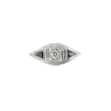 Antique Edwardian 18KT & Platinum Filigree Sapphire and Diamond Ring