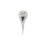 Antique Edwardian 18KT & Platinum Filigree Sapphire and Diamond Ring