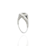 Antique Edwardian 18KT & Platinum Filigree Sapphire and Diamond Ring