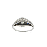 Antique Edwardian 18KT & Platinum Filigree Sapphire and Diamond Ring