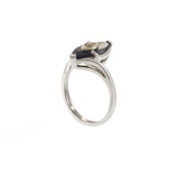 Vintage Art Deco 10KT White Gold Marquise Onyx and Diamond Ring