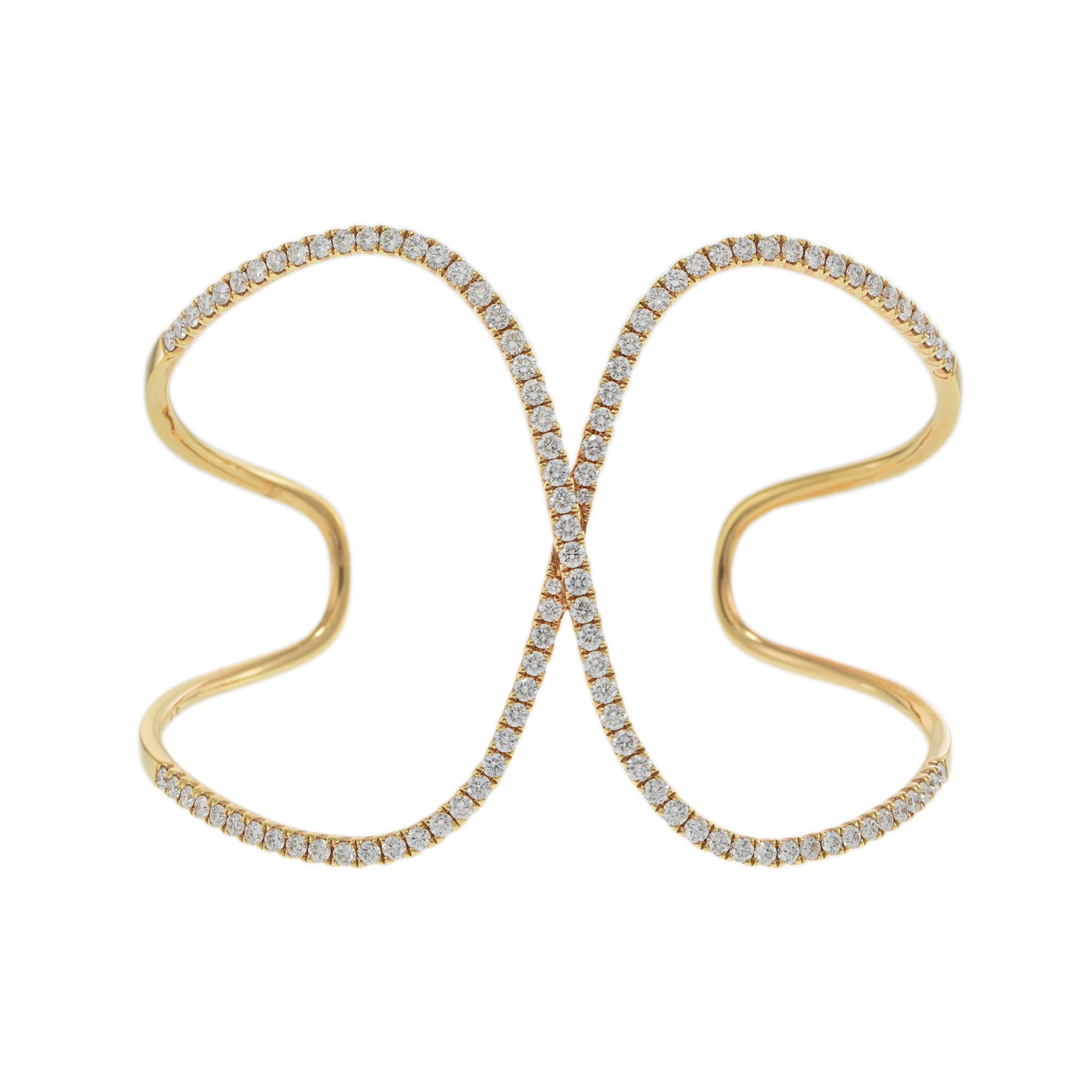 18KT Rose Gold Double Circle Diamond Bangle