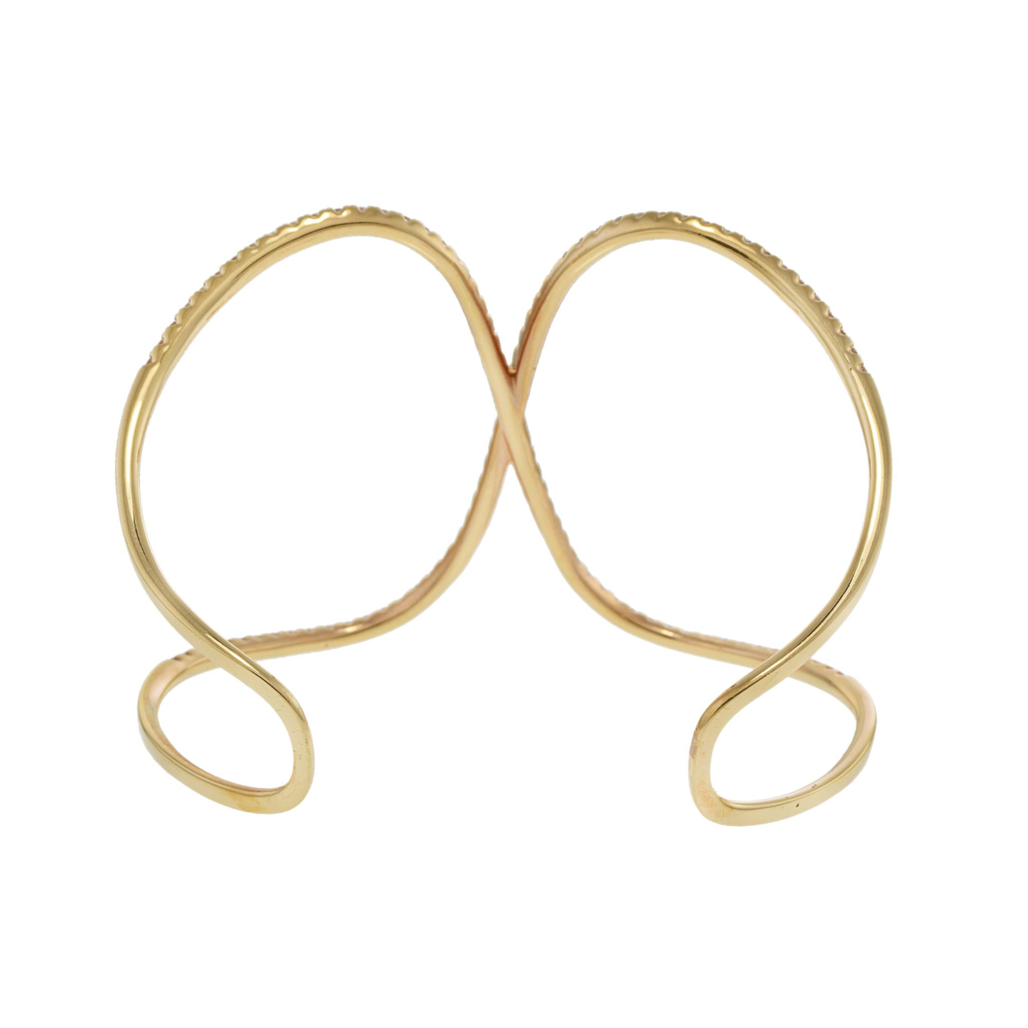 18KT Rose Gold Double Circle Diamond Bangle