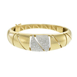 14KT Yellow Gold Diamond Accent Design Bangle