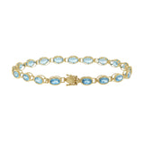 14KT Yellow Gold Bezel Set Oval Blue Topaz Bracelet