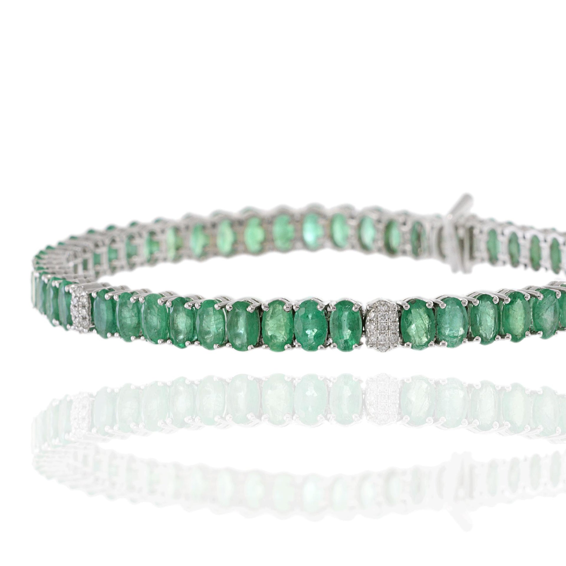 18KT White Gold Emerald and Diamond Bracelet