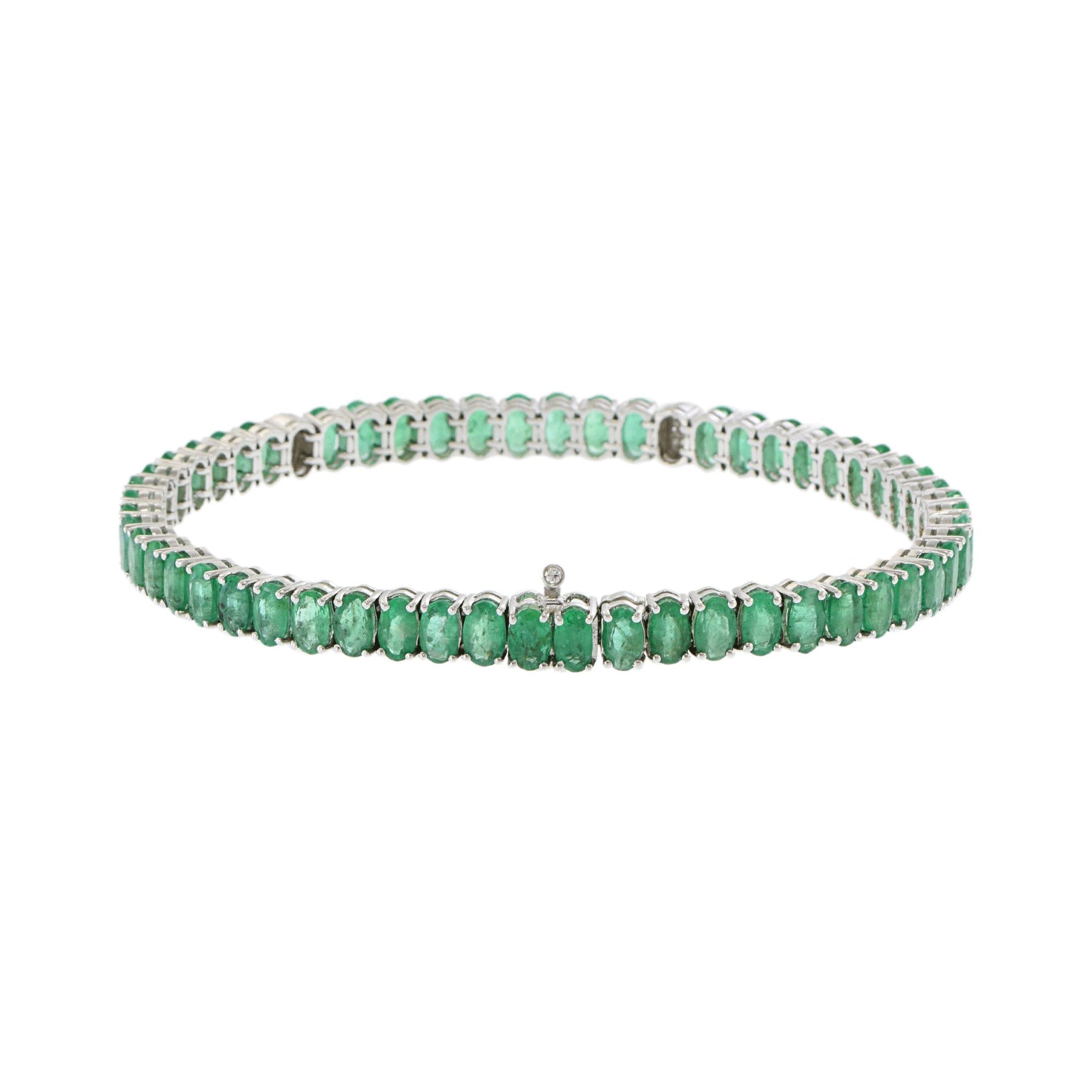 18KT White Gold Emerald and Diamond Bracelet