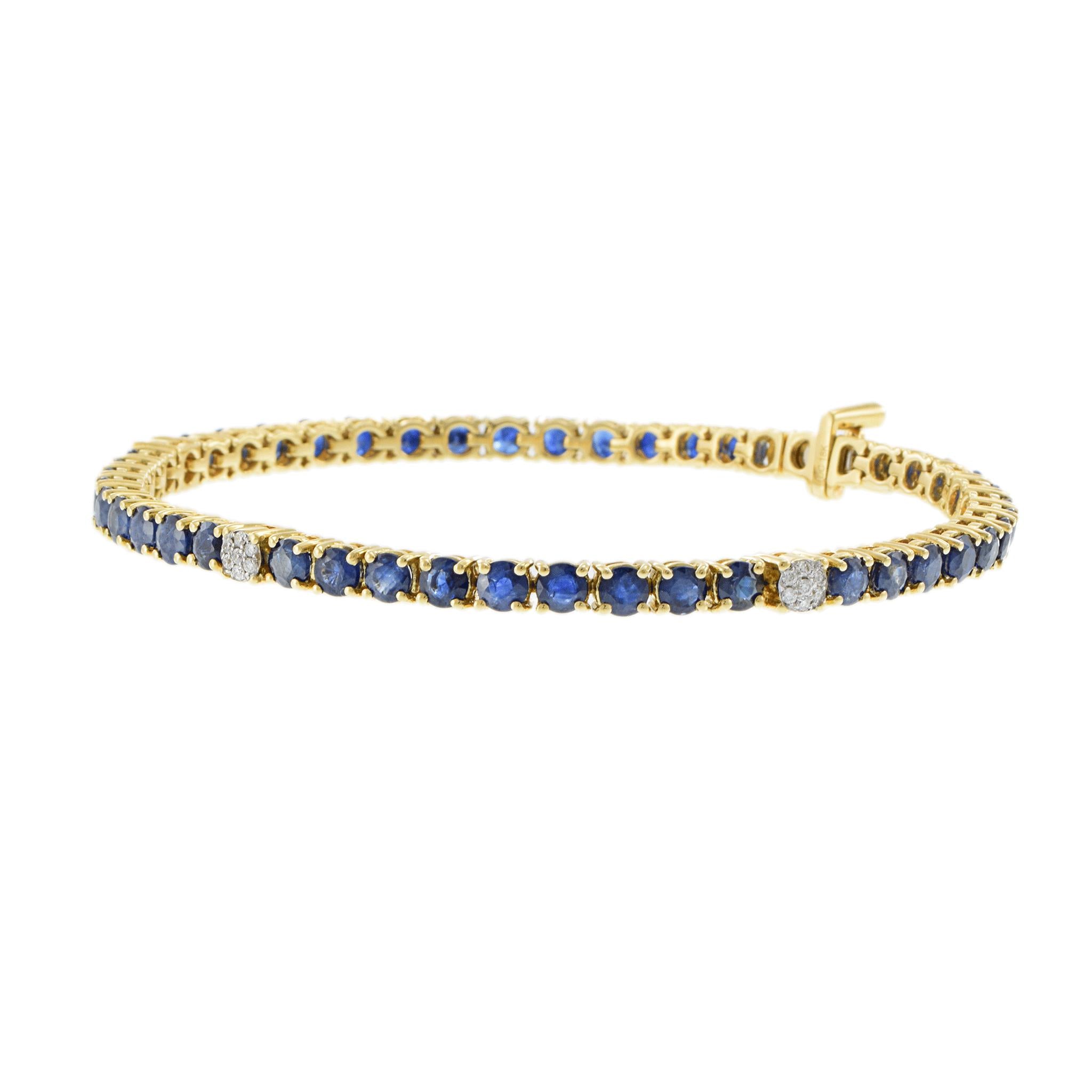 18KT Yellow Gold Blue Sapphire and Diamond Bracelet