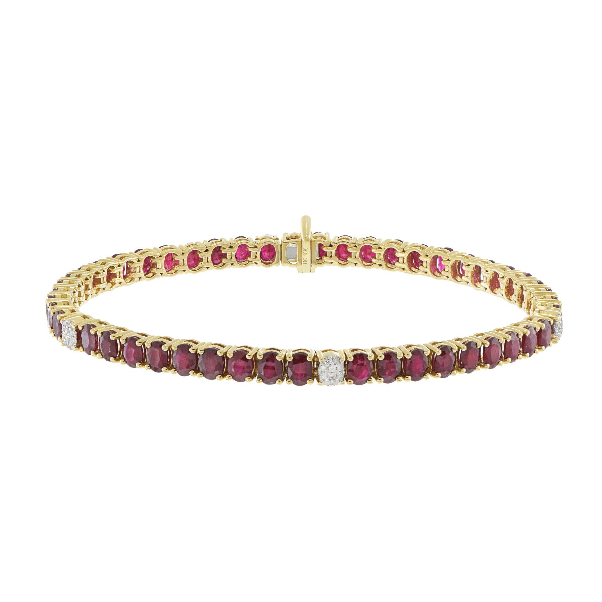 18KT Yellow Gold Ruby and Diamond Bracelet