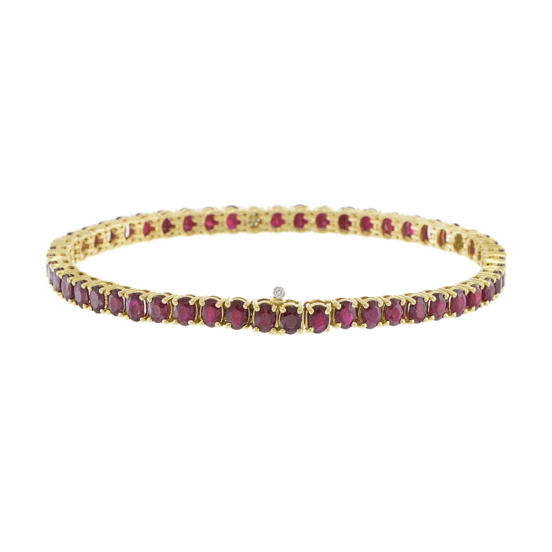 18KT Yellow Gold Ruby and Diamond Bracelet