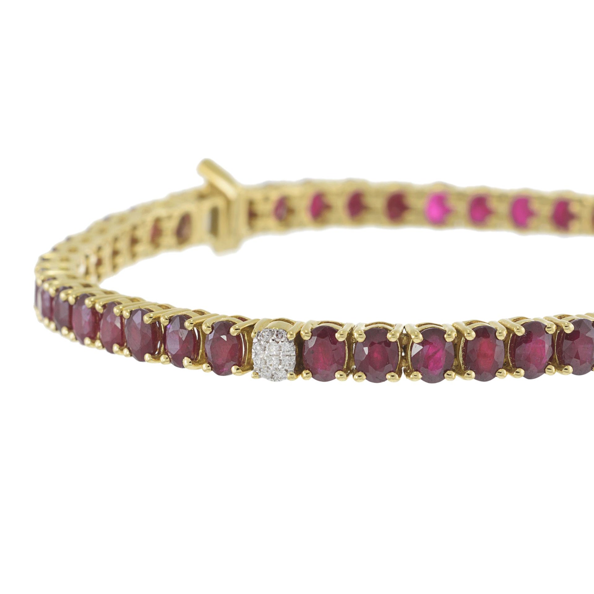 18KT Yellow Gold Ruby and Diamond Bracelet