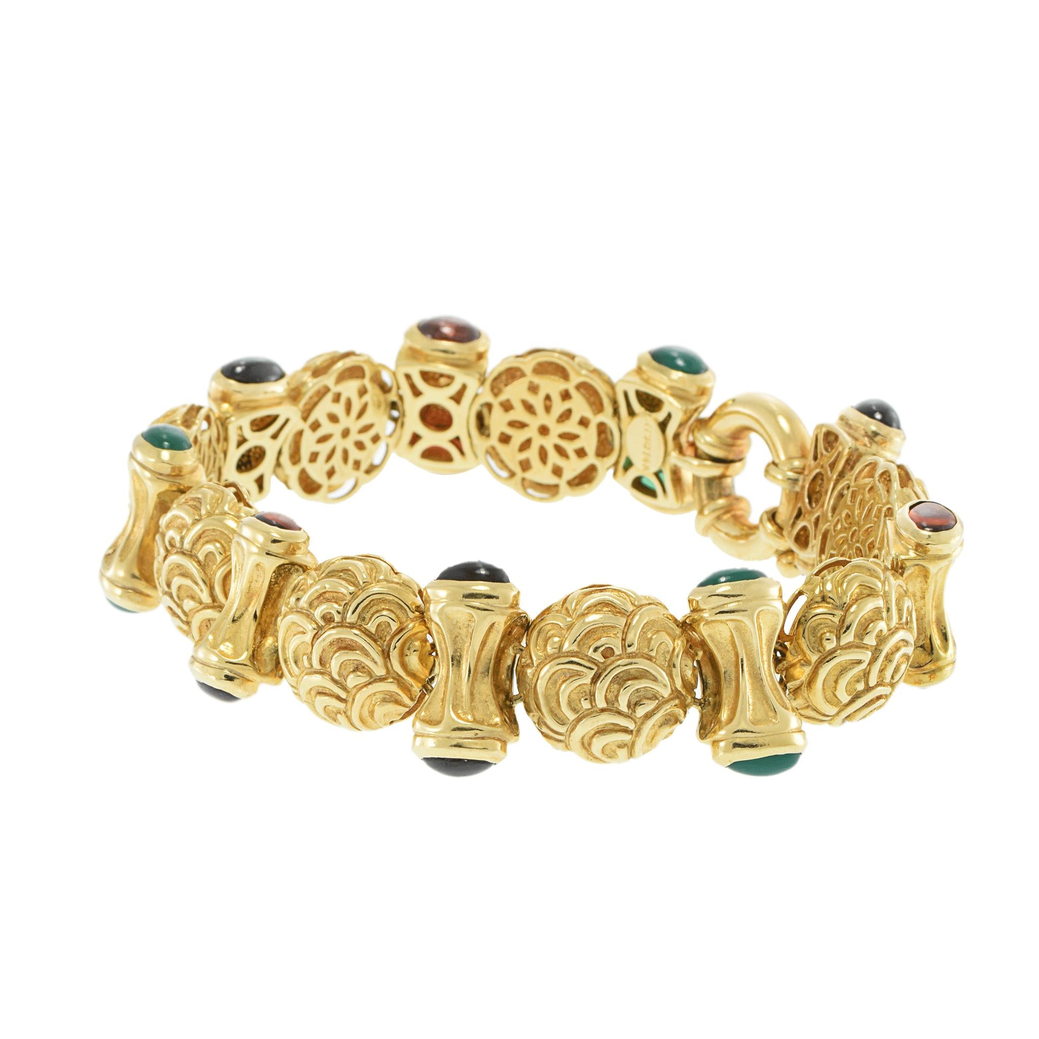 Vintage Retro 14KT Yellow Gold Multi Gem Bracelet