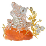 18KT Tri-Color Gold Opal and Diamond Frog Brooch