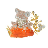 18KT Tri-Color Gold Opal and Diamond Frog Brooch