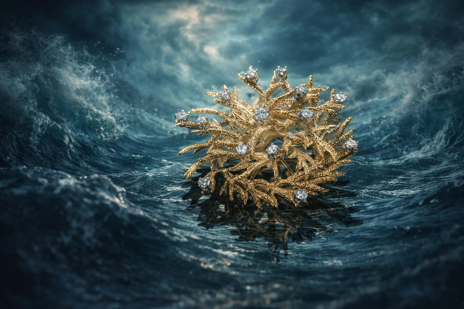 Vintage Retro Era 14KT Yellow Gold Diamond Nest Brooch – 0.75CTW