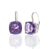 18KT White Gold Amethyst and Diamond Drop Earrings