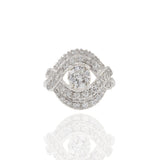 Vintage 1940s Platinum Old European Cut Diamond Ring 1.61CT-TW