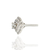 Vintage 1940s Platinum Old European Cut Diamond Ring 1.61CT-TW