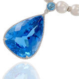 South Sea Pearl Necklace with Diamond Spacers and 266.58CT Blue Topaz Pendant