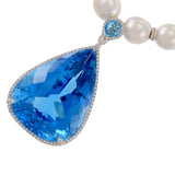 South Sea Pearl Necklace with Diamond Spacers and 266.58CT Blue Topaz Pendant