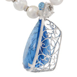 South Sea Pearl Necklace with Diamond Spacers and 266.58CT Blue Topaz Pendant