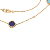 18KT Rose Gold 35" Turquoise, Mother of Pearl, Lapis, and Diamond Necklace