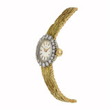 Vintage 1960s Gubelin 18KT Gold Bark-Finish Diamond Bezel Bracelet Watch