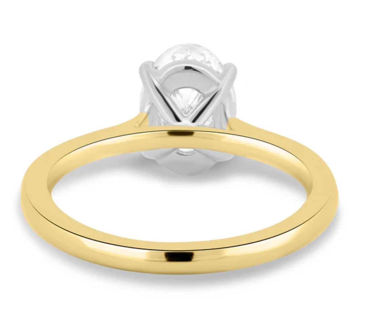 14KT Two-Tone Gold Oval Solitaire Semi Mounting