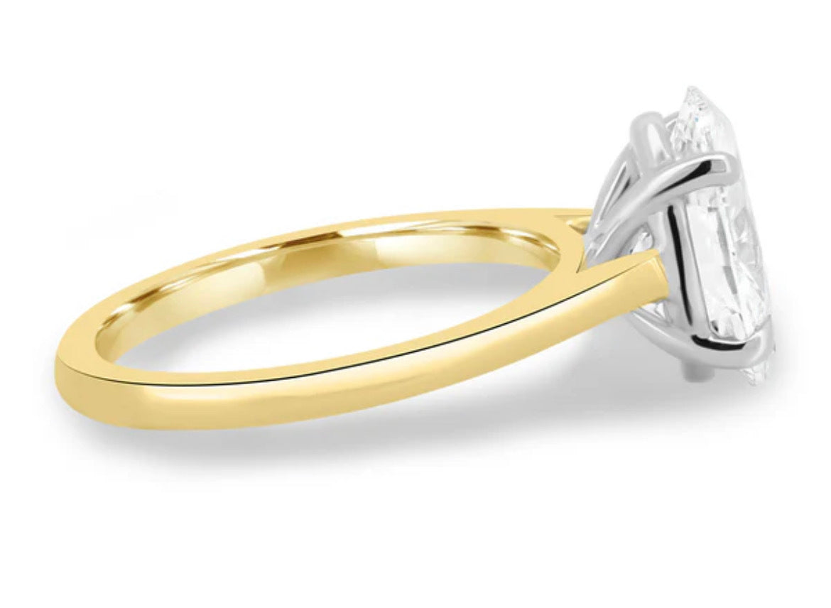 14KT Two-Tone Gold Oval Solitaire Semi Mounting