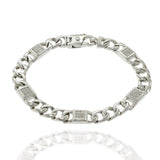 14KT White Gold Cuban Link Men's Diamond Bracelet