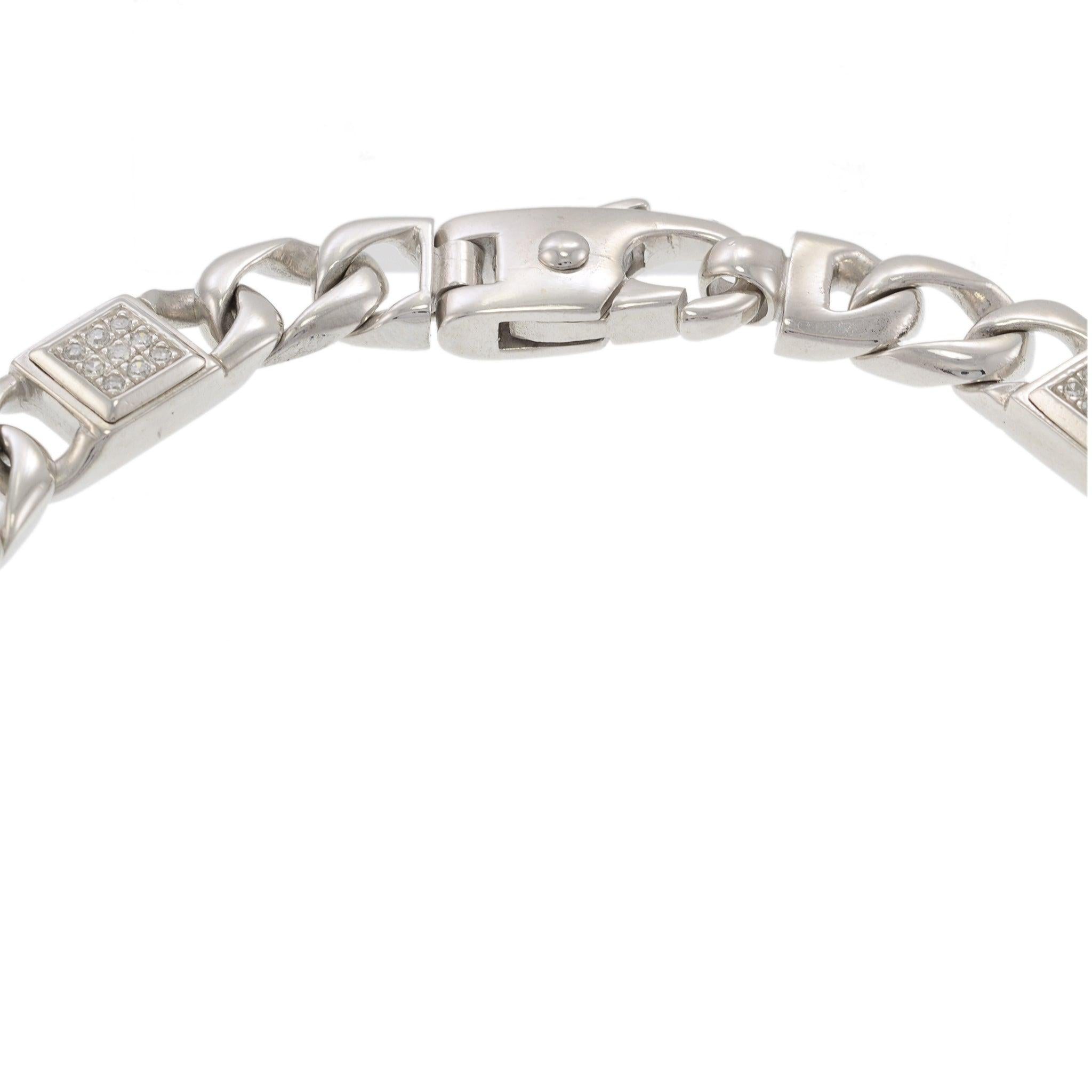 14KT White Gold Cuban Link Men's Diamond Bracelet