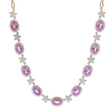18KT Rose Gold Pink Sapphire and Diamond Floral Necklace