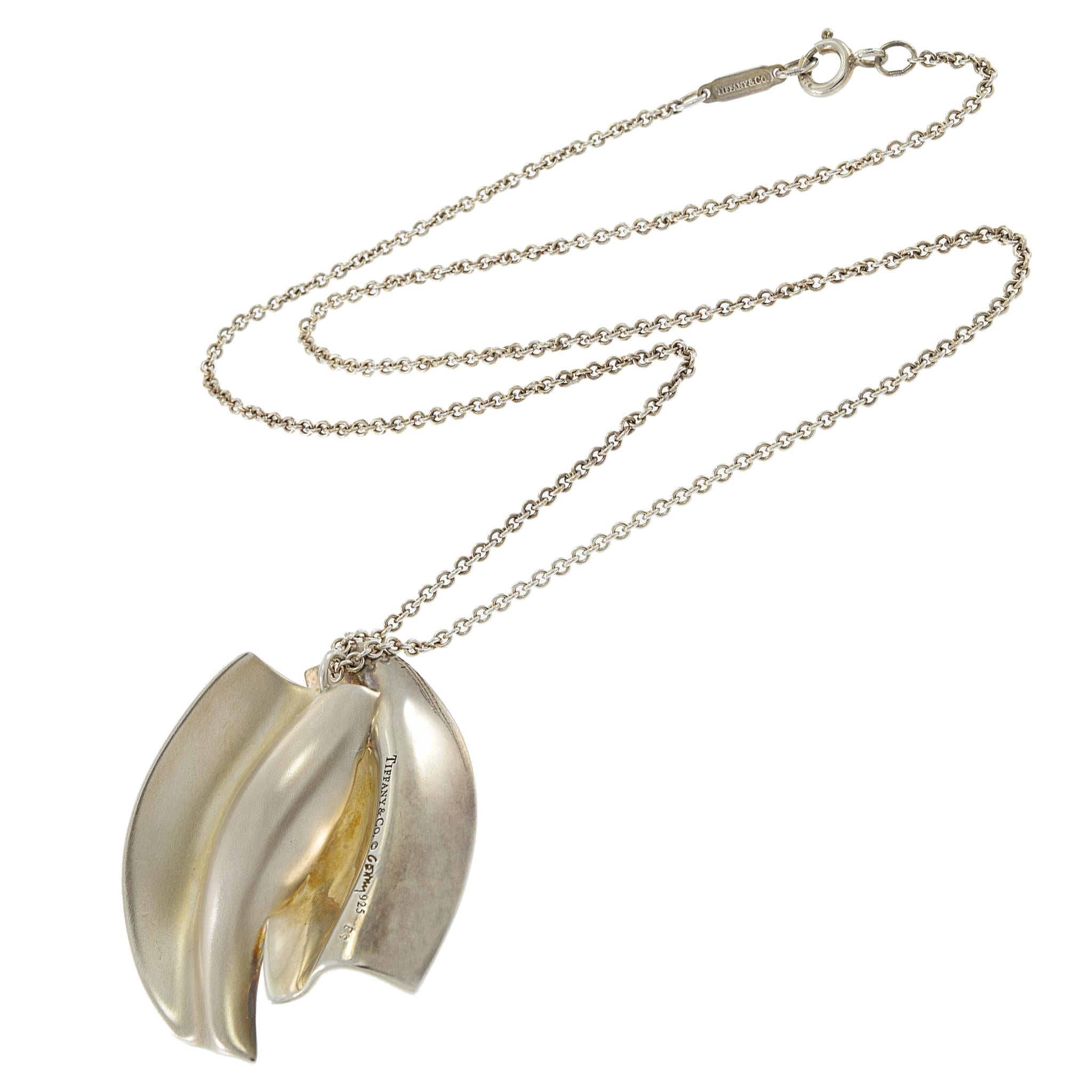 Vintage Tiffany & Co. Frank Gehry Brushed Silver Pendant Necklace